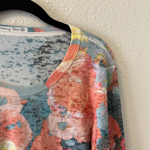 Whimsy Rose Women's Thermal Top Size XL Floral Colorful Boho Hippie Artsy - Picture 3 of 14